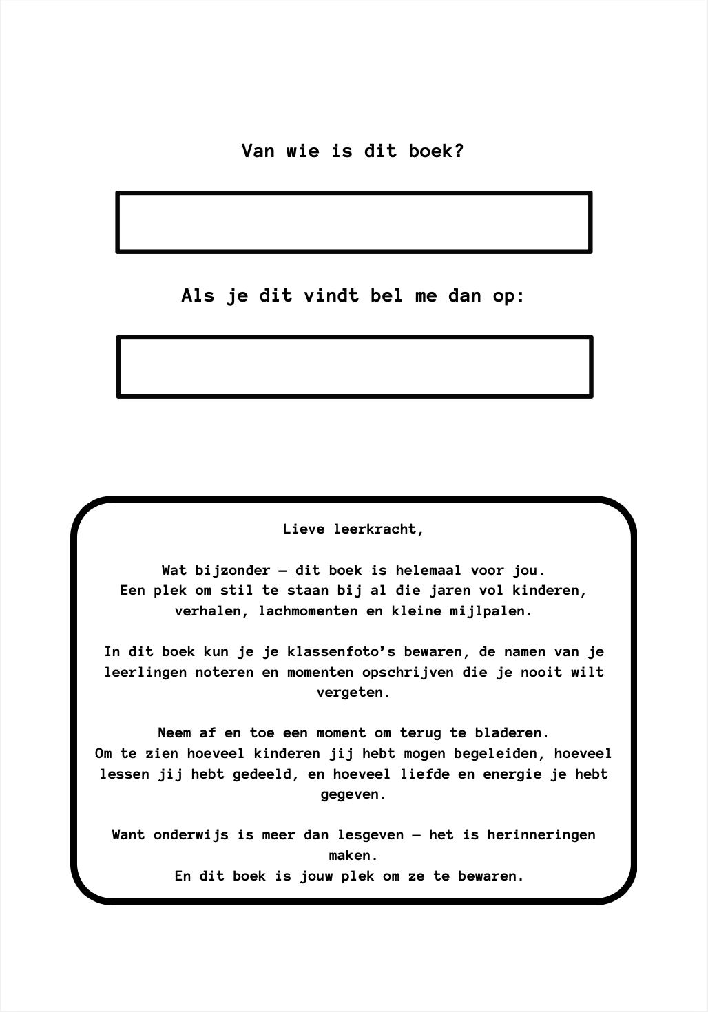 B-keuze Leerkrachten schoolfotoboek -  zwart/wit