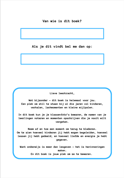 Leerkrachten schoolfotoboek - blauw