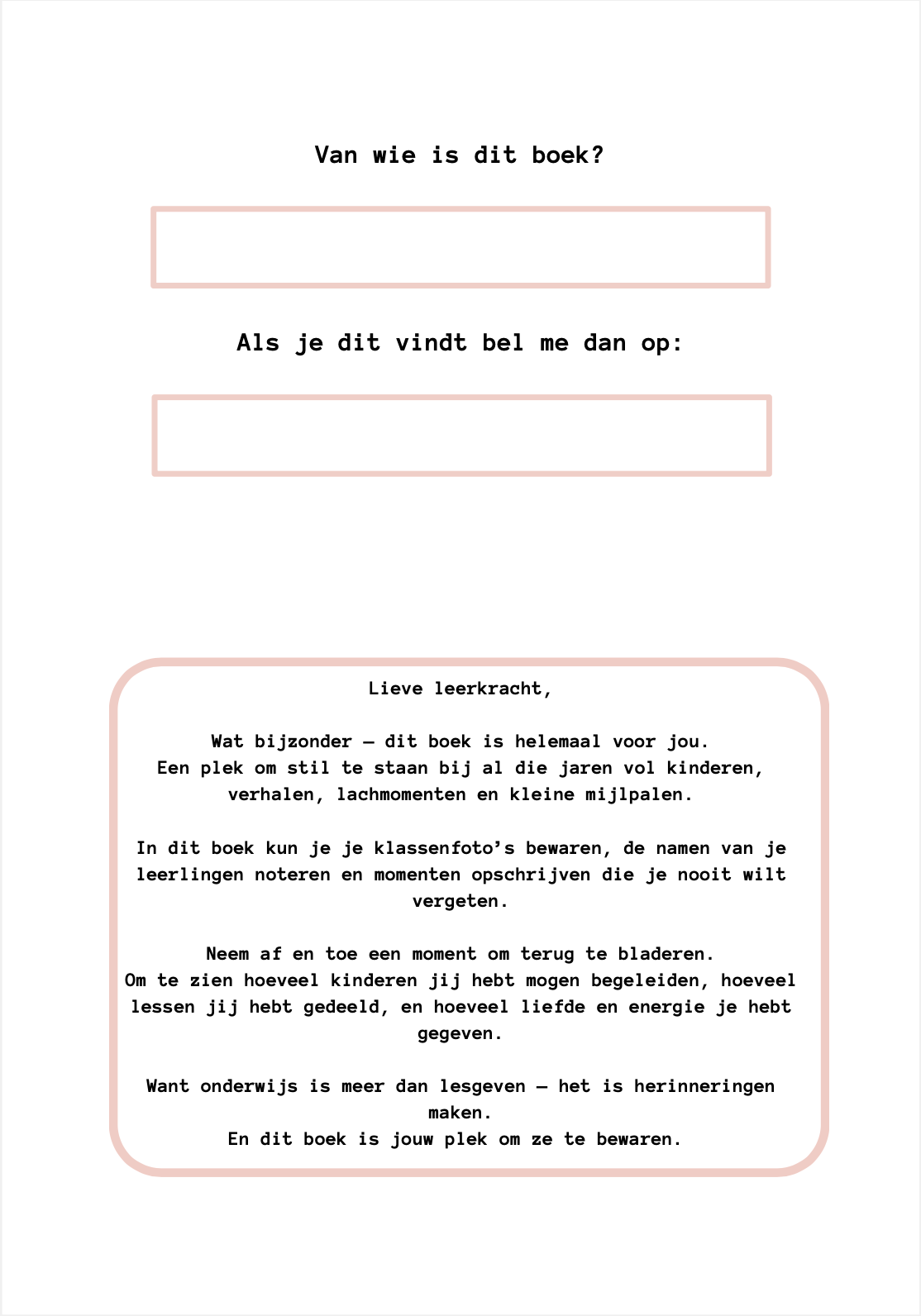 B-keuze Leerkrachten schoolfotoboek - Roze/rood