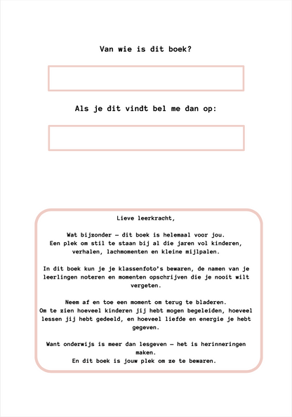 B-keuze Leerkrachten schoolfotoboek - Roze/rood